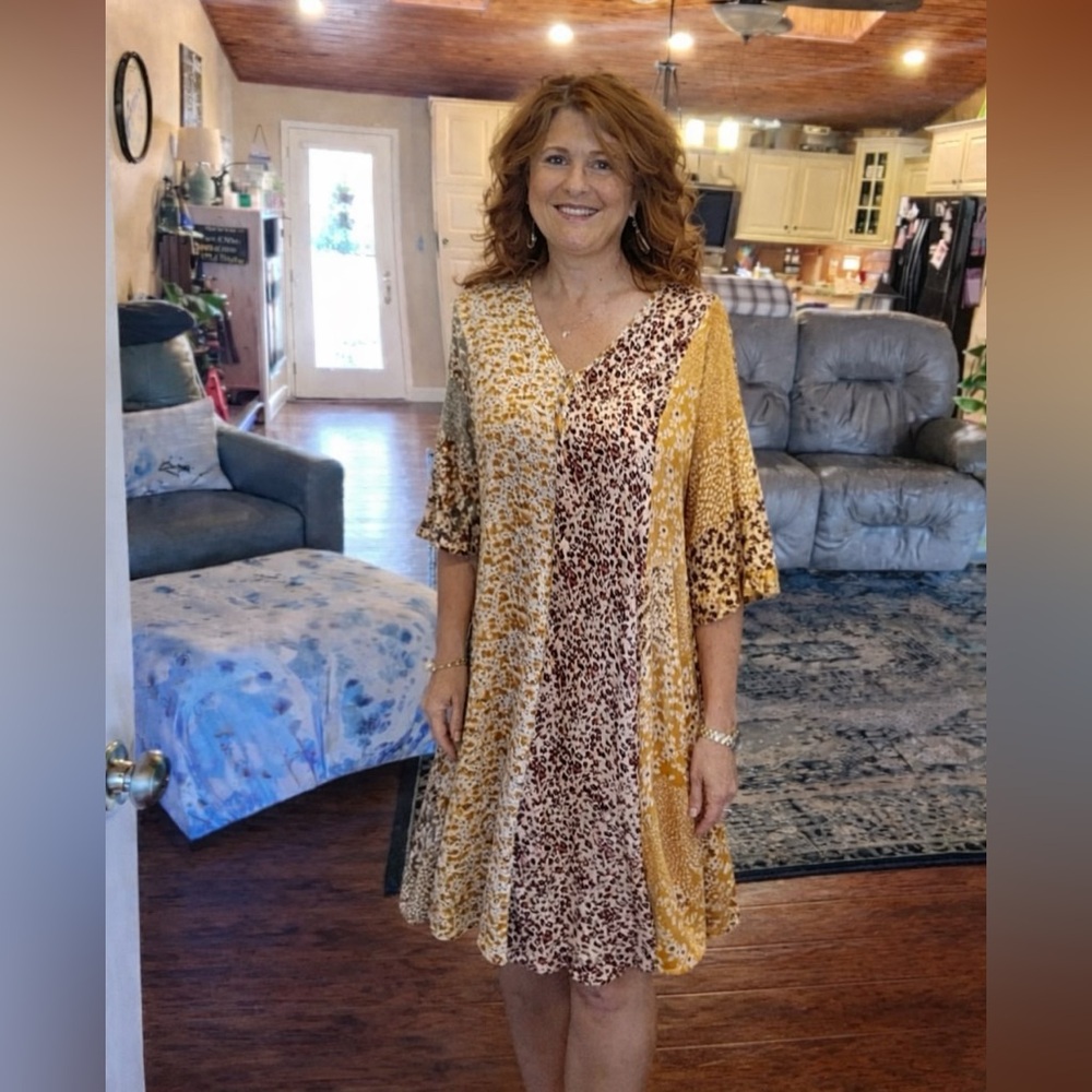 Umgee Multicolor Patchwork Dress - Picture 3 of 5